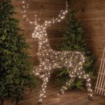 Noma 1.9m Warm White Wicker Standing Stag