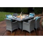 Supremo Catalan Rectangular Six Seat Set with Fire Pit Table