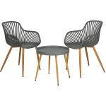 Grey Bistro Set with Wooden Look Legs
