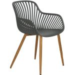 Grey Bistro Set with Wooden Look Legs