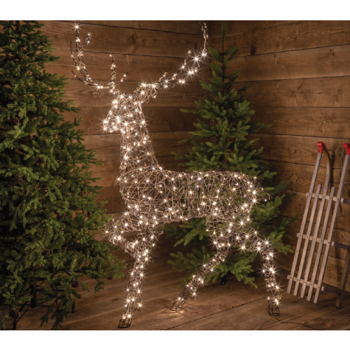 Noma 1.9m Warm White Wicker Standing Stag