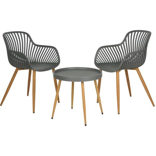 Grey Bistro Set with Wooden Look Legs