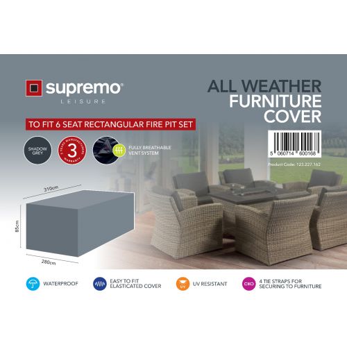 Supremo Rectangular Fire Pit Set Furniture Cover 