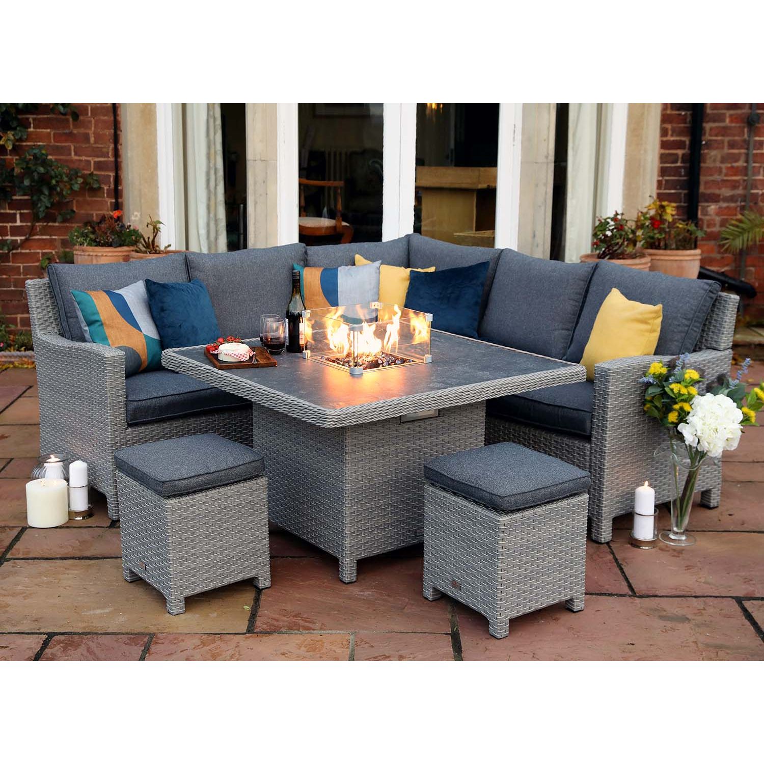 Mini fire pit top for table