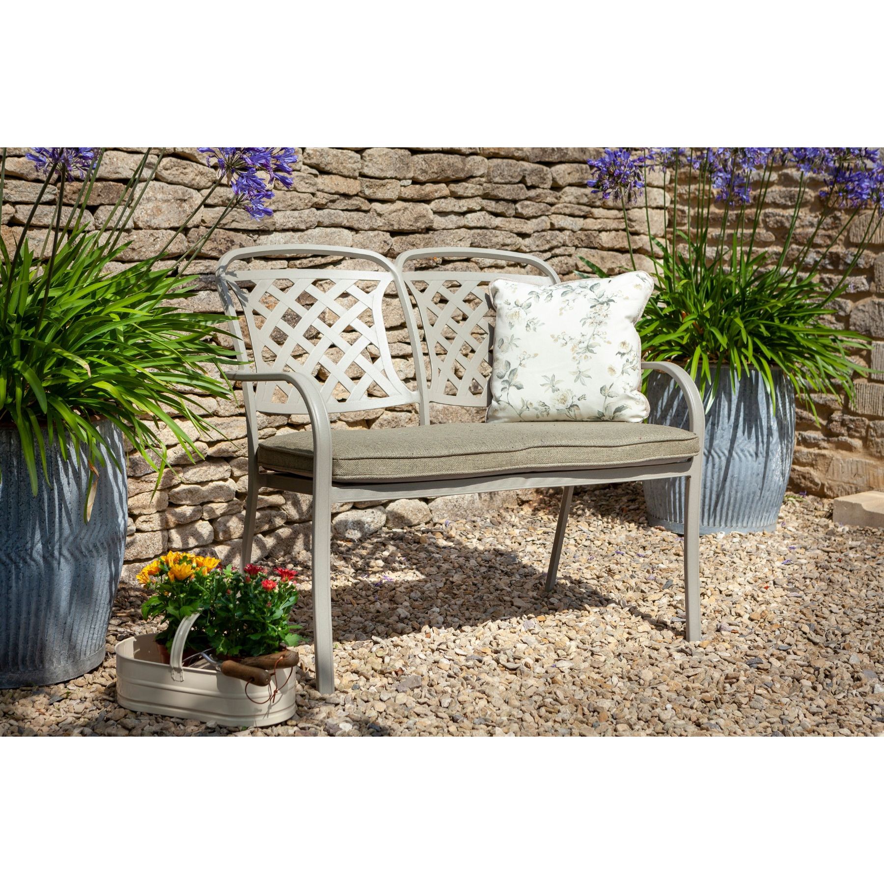 Garden bench with high back best sale